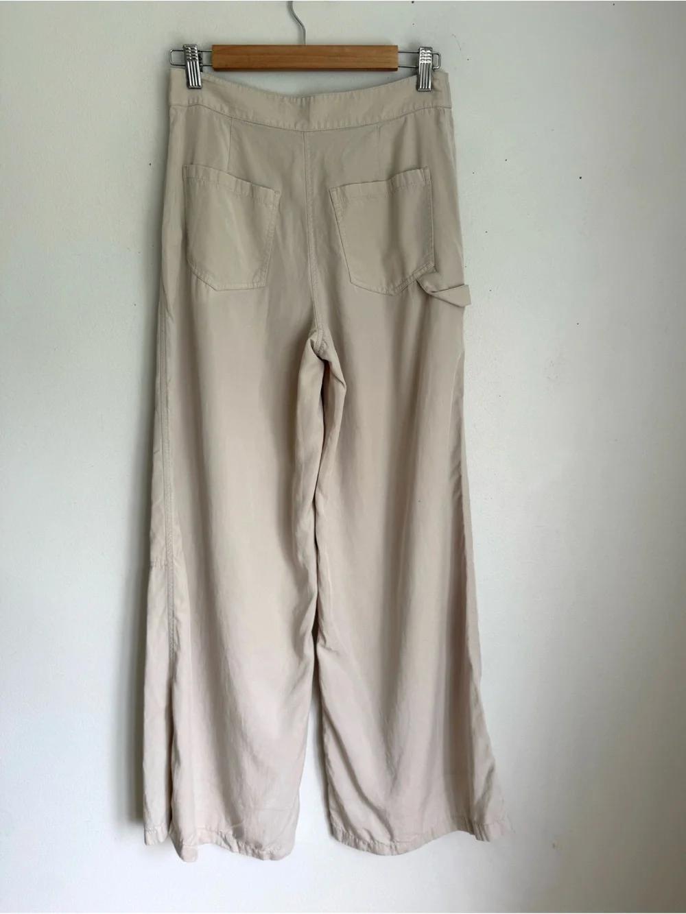 Theory Cargo Wide Leg Fluid Pants in Light Tan